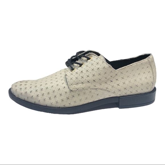 Miista London leather white lace up loafers size 38 EU or US women’s size 7.5 - Picture 1 of 12